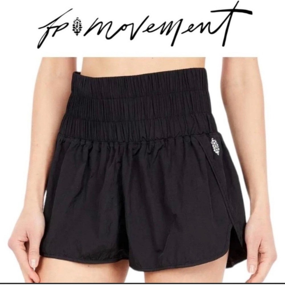 FP Movement The Way Home Shorts Black High Rise Smocked Waist Small OB1021467